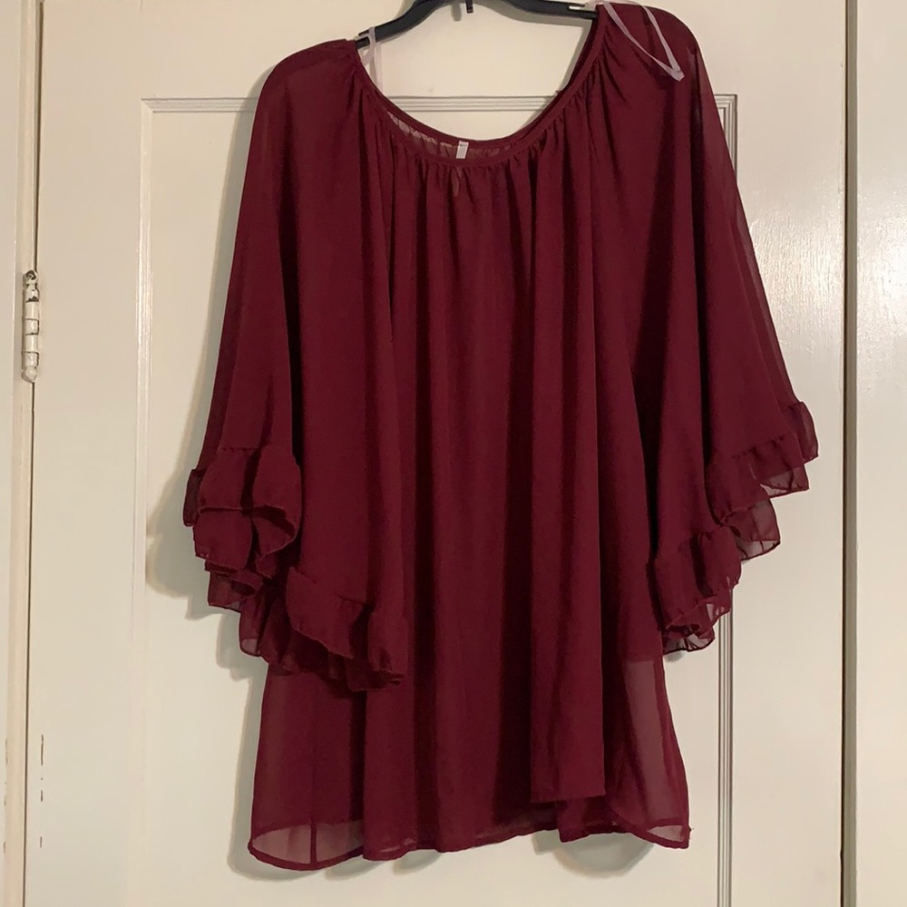 Maroon Flowy Top
